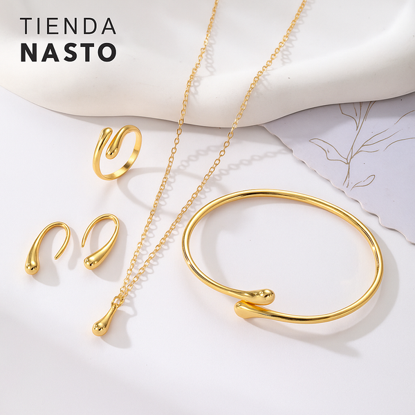 Pack de Joyería - Collar, Pulsera, Pendientes, Anillo